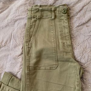 Everlane olive wide leg crop utility pants